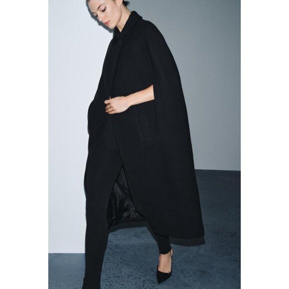 ZARA ZW COLLECTION LIMITED EDITION WOOL BLEND CAPE COAT - Picture 5 of 10